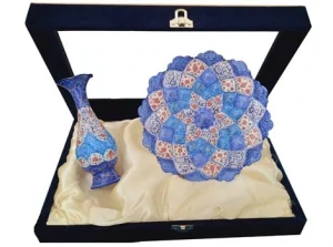 MinaKari Vase and Plate Set – 16cm & 20cm – Persian Copper Art