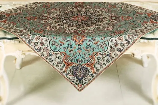 Warm-colored Persian Termeh tablecloth from Yazd
