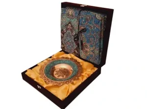 25 cm Persian Turquoise Plate with Termeh Tablecloth