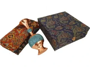 Close-up of Persian Turquoise Vase and Termeh Weave