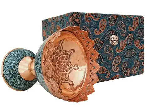 Turquoise Inlay Bowl – Flat View Outside Box