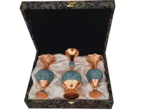 Turquoise Inlay Sonboldans and Cherry-Shaped Vase in Gift Box