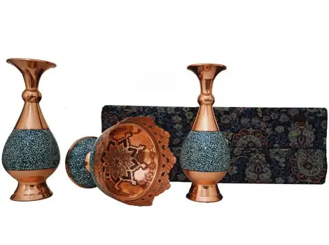 Standing Turquoise Inlay Vases and Nut Bowl – Outside Box