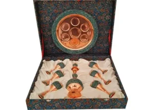 Turquoise Inlay Pitcher and Goblet Set in Gift Box