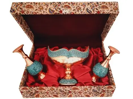 Semi-Upright Copper Vases and Candy Dish in Gift Box