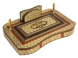 Large Khatam Pen Holder with Drawer – Angled View
