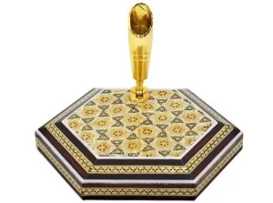 Single-tube Khatam pen holder from front and top view