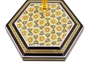 Close-up of Persian Khatam marquetry on pen holder