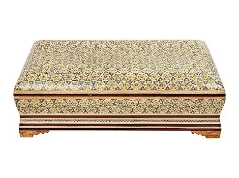 Wooden Persian cutlery box with Khatam design