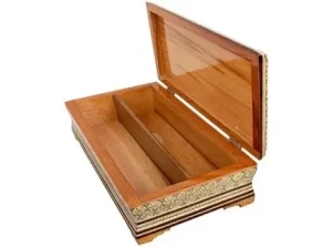 Open Khatam cutlery box showing storage compartment