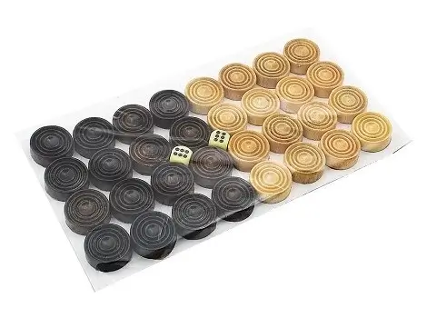 Traditional wooden Persian backgammon pieces