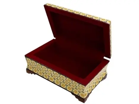 Open Khatam jewelry box 11x16 cm with velvet interior