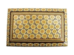 Close-up of Persian Khatam pattern on 11x16 jewelry box lid