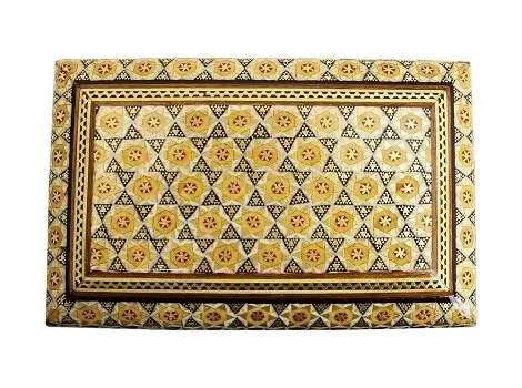Close-up of Persian Khatam pattern on 11x16 jewelry box lid