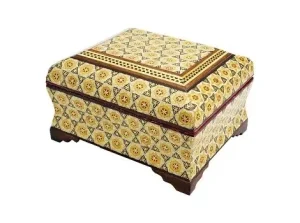 Angled corner view of closed Persian jewelry box