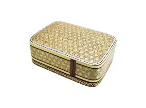 Angled view of Persian Khatam card holder