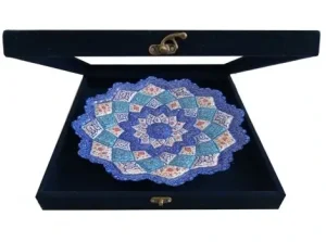 25 cm hand-painted Minakari copper plate inside open gift box