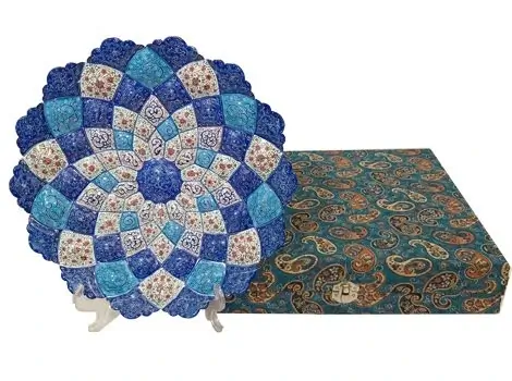 25 cm Persian Minakari plate standing upright