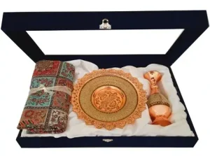 Handmade Copper Vase with Khatam Inlay – 20cm Persian Decorative Art
