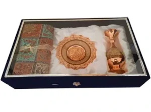 Scalloped-Edge Copper Plate with Khatamkari – 25cm Persian Craft