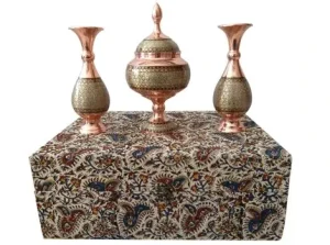 Copper Khatam Vase and Candy Dish Gift Set – Traditional Persian Handicrafts