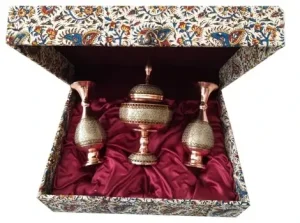 Gift Box of Khatam Copper Vases and Candy Dish – Open Display