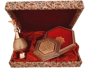Khatam Wooden Candy Dish with Single-Piece Lid