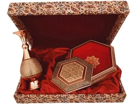 Khatam Wooden Candy Dish with Single-Piece Lid