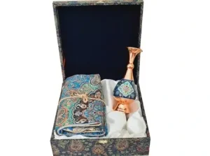 Mes Pardaz vase and Termeh fabric inside gift box