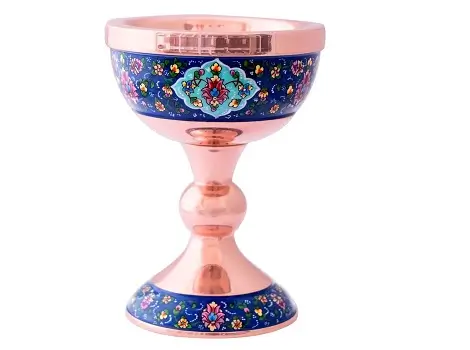 Hand-painted Sangab copper bowl on plain white background