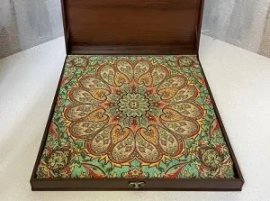 Afshar silk termeh in Arghavan wooden gift box
